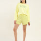 Women's Mid Rise Yellow Regular Fit Shorts - Front View