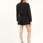 Women's Mid Rise Black Regular Fit Shorts - Back View