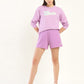 Women's Mid Rise Purple Regular Fit Shorts - Front View