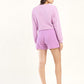 Women's Mid Rise Purple Regular Fit Shorts - Back View