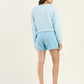 Women's Mid Rise Blue Regular Fit Shorts - Back View