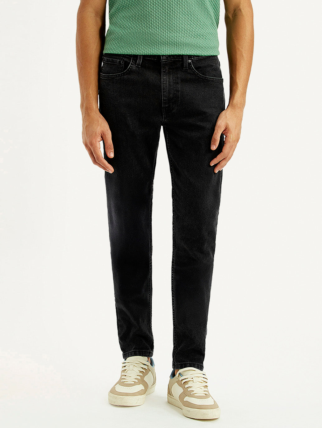 Men's 512 Black Slim Tapered Fit Mid Rise Jeans - Front View