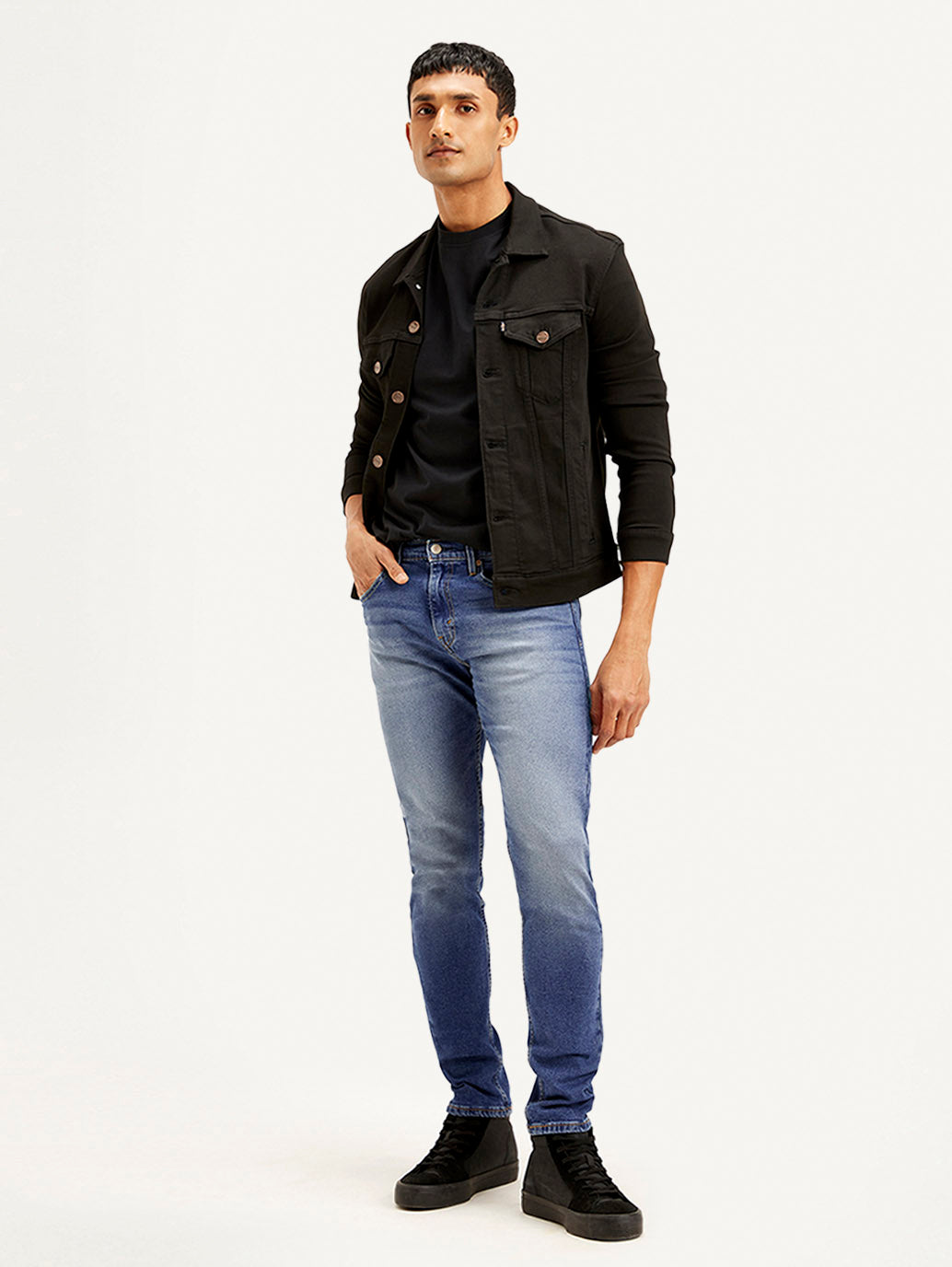 Men's 512 Blue Slim Tapered Fit Mid Rise Jeans - Styleshot View