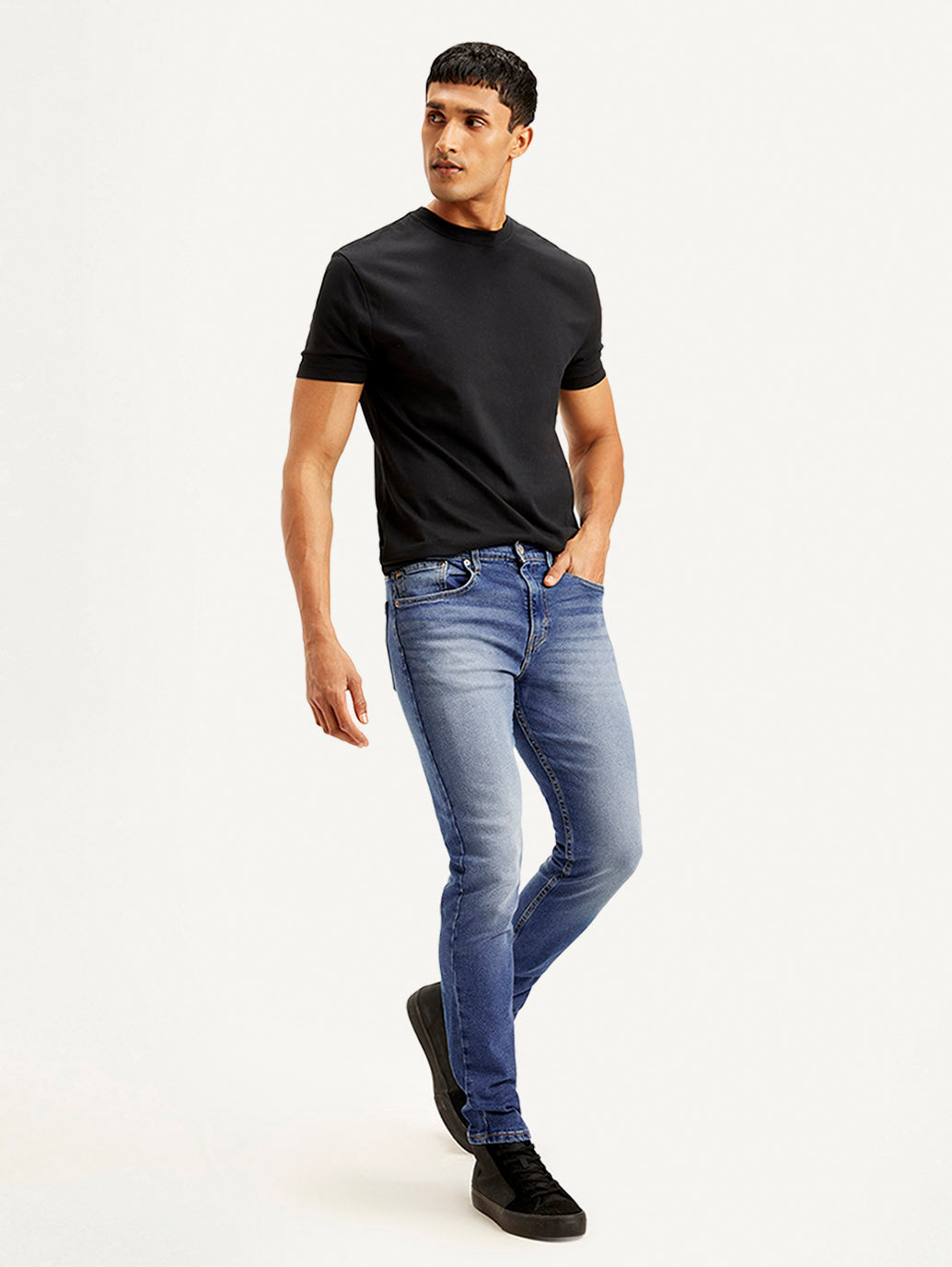 Men's 512 Blue Slim Tapered Fit Mid Rise Jeans - Side View