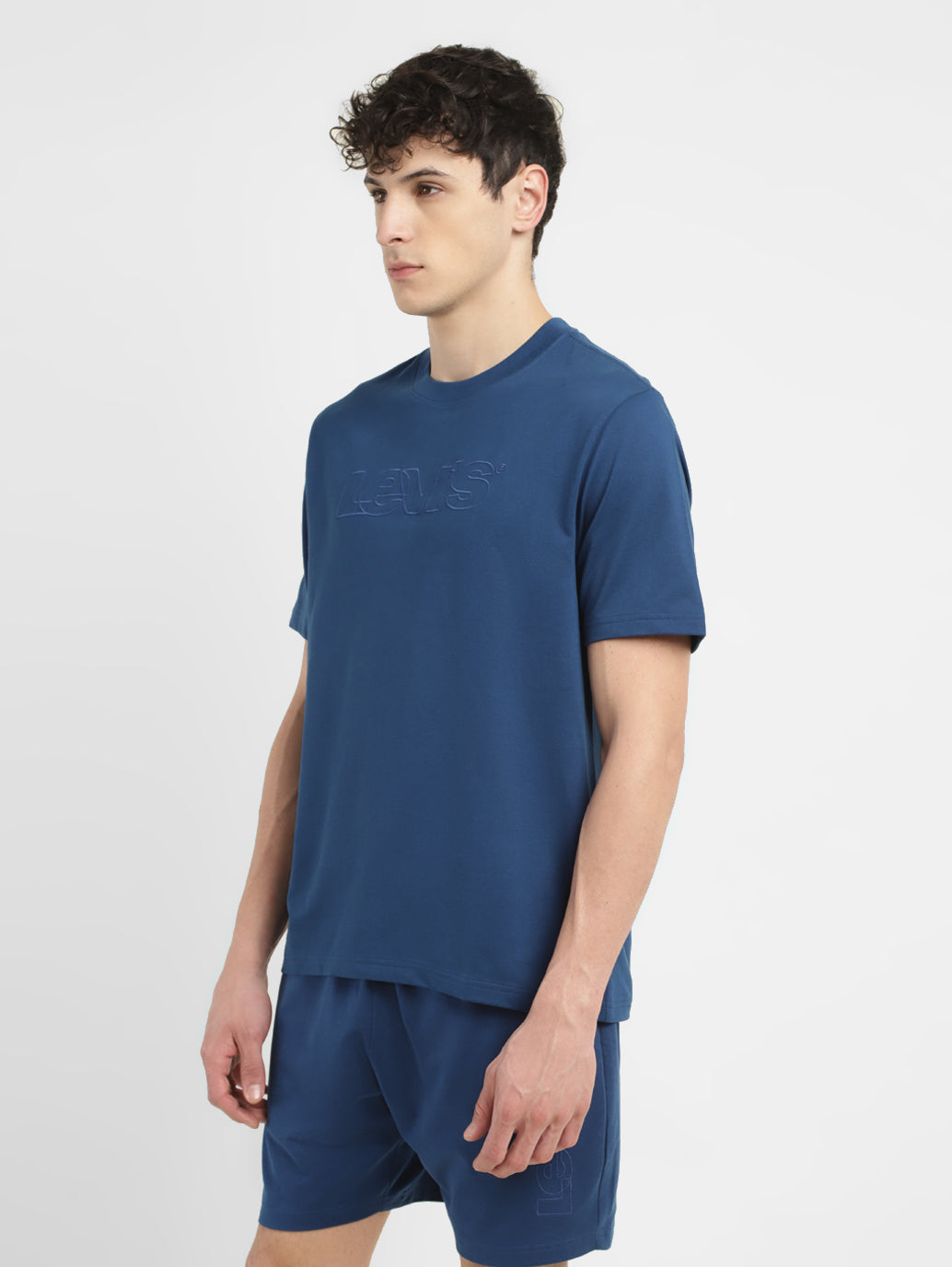 Men's Brand Logo Crew Neck T-shirt - Side View
