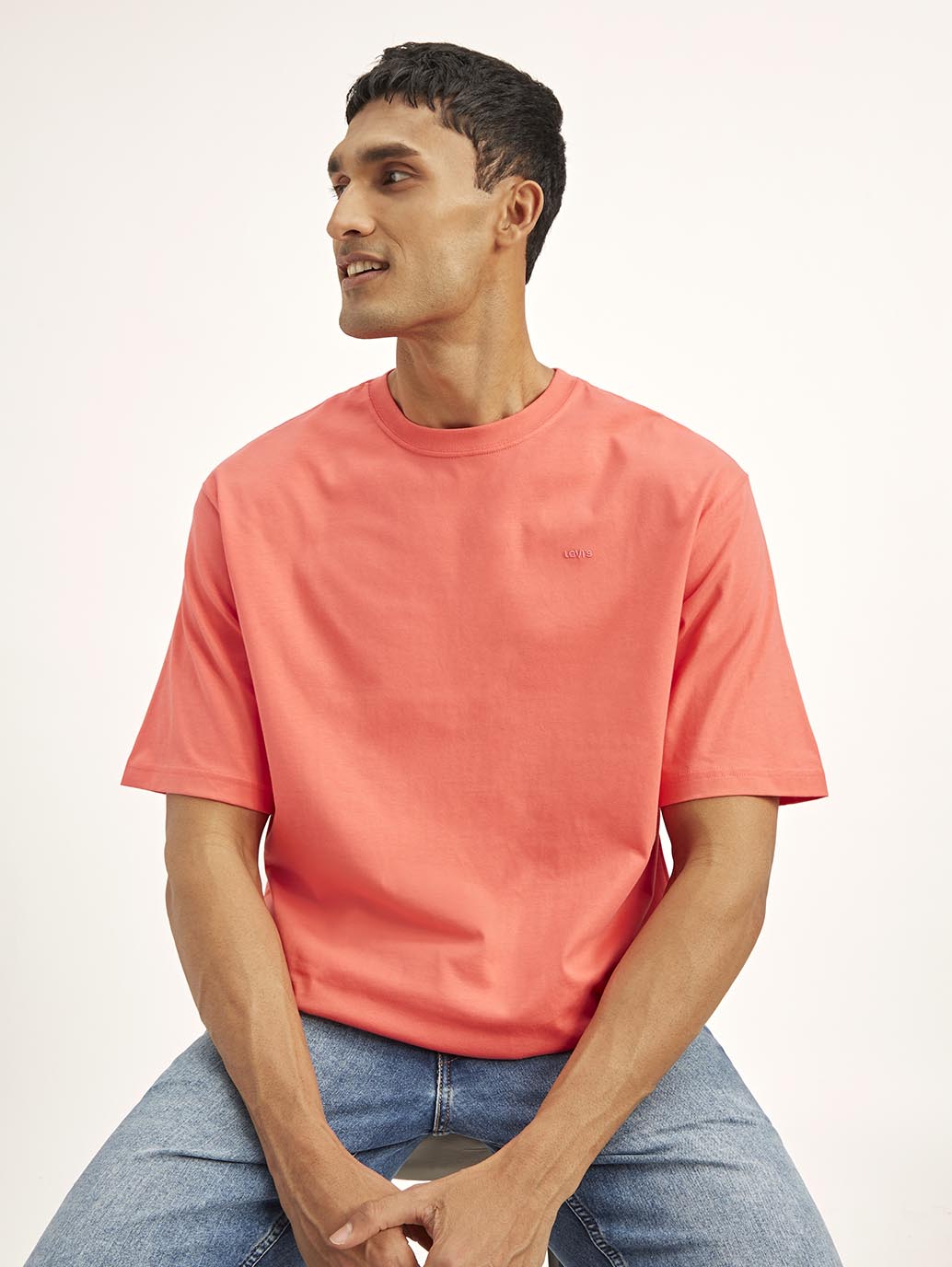 Men's Solid Loose Fit T-Shirt - Elevated View