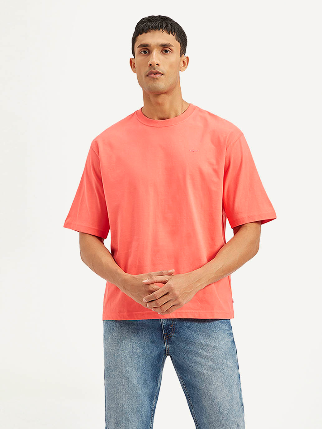 Men's Solid Loose Fit T-Shirt - Front View