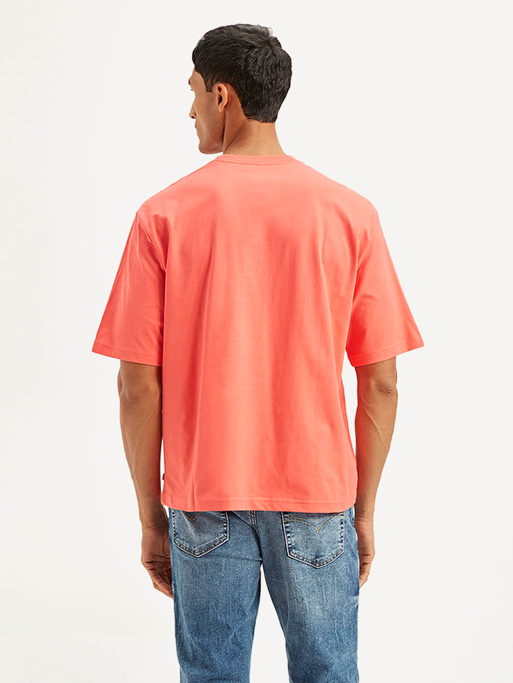 Men's Solid Loose Fit T-Shirt - Back View