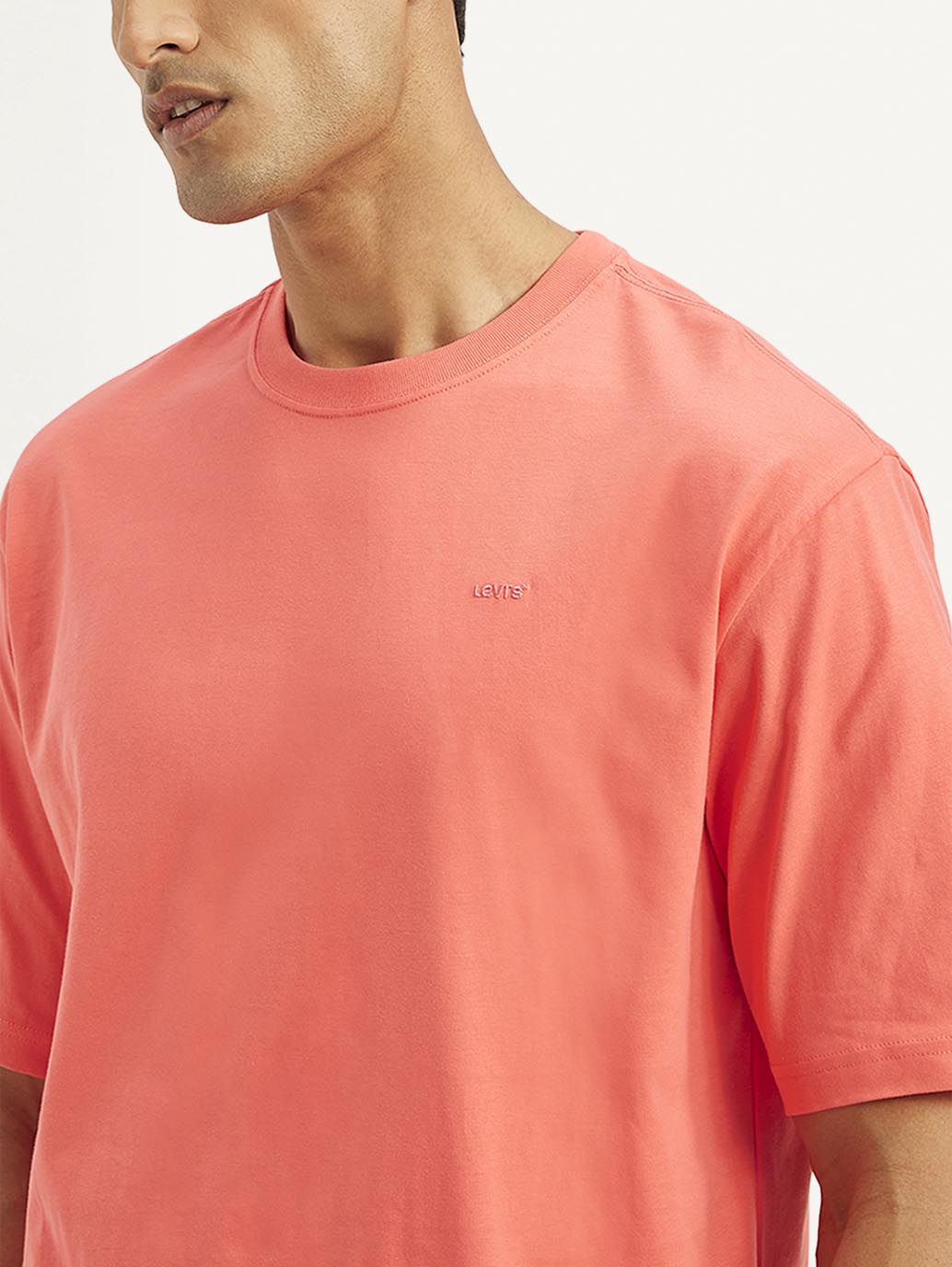Men's Solid Loose Fit T-Shirt - Detail View
