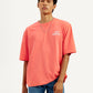 Men's Solid Loose Fit Graphic T-Shirt - Front View