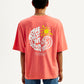 Men's Solid Loose Fit Graphic T-Shirt - Back View