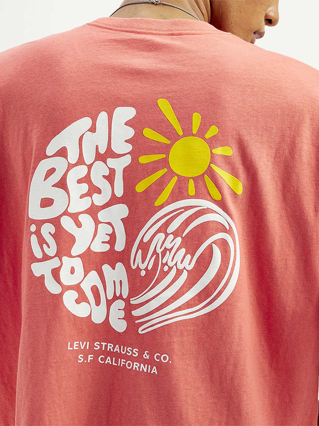 Men's Solid Loose Fit Graphic T-Shirt - Detail View
