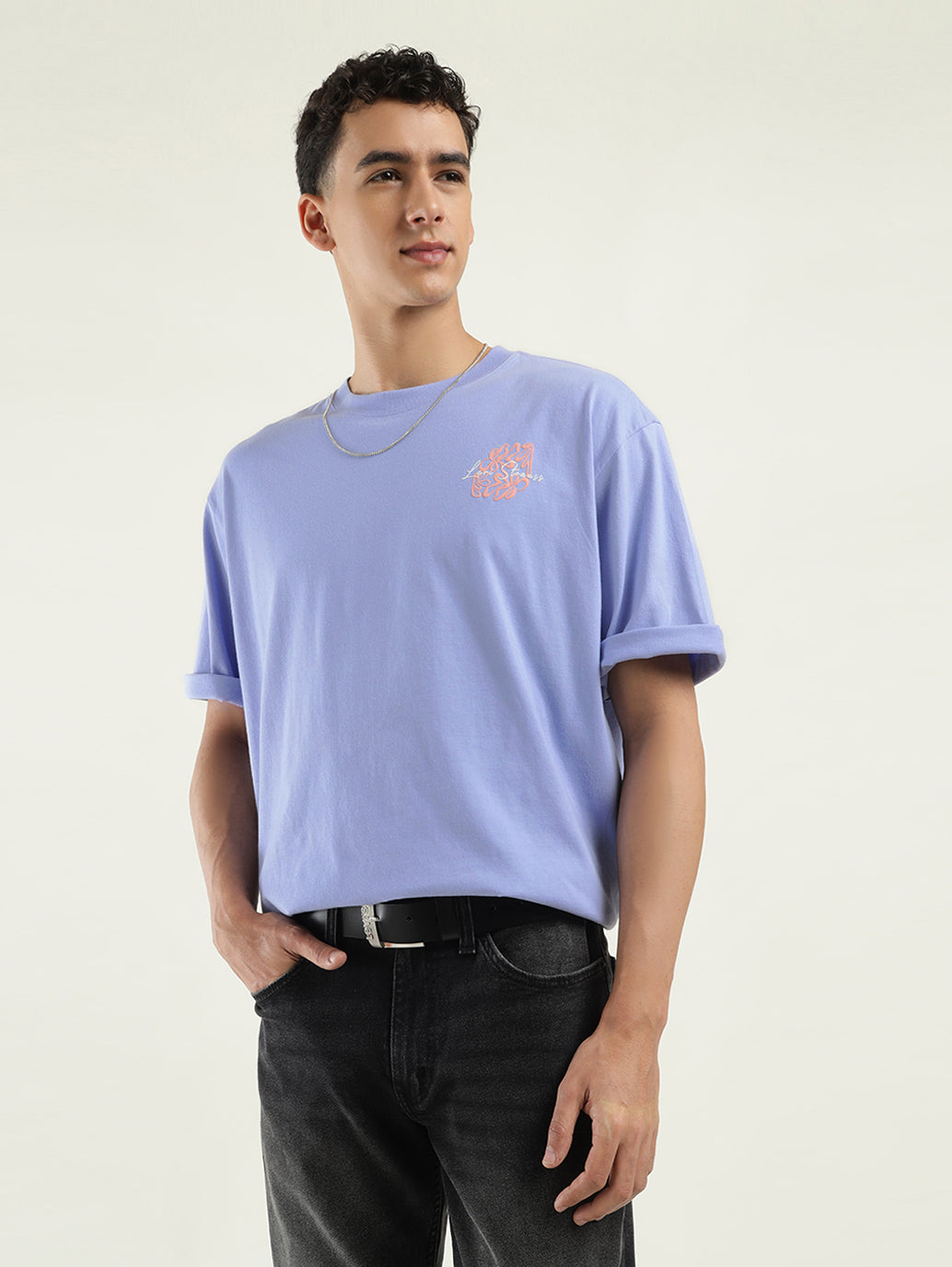 Men's Solid Loose Fit T-Shirt - Styleshot View