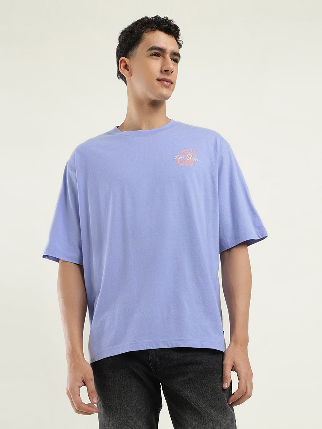 Men's Solid Loose Fit T-Shirt - Front View