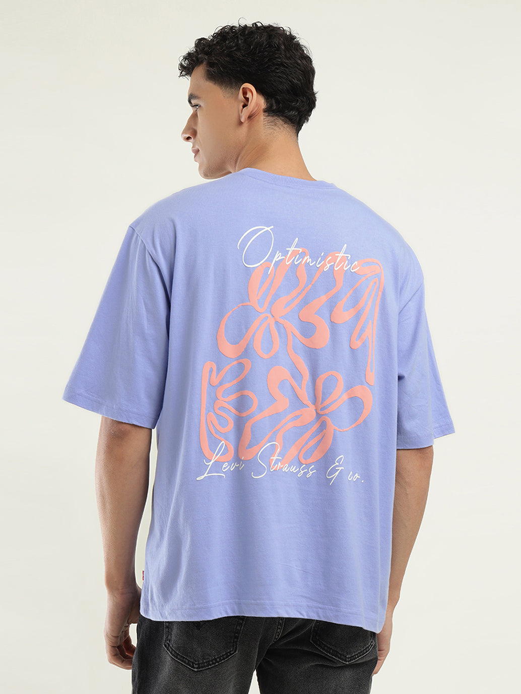 Men's Solid Loose Fit T-Shirt - Back View