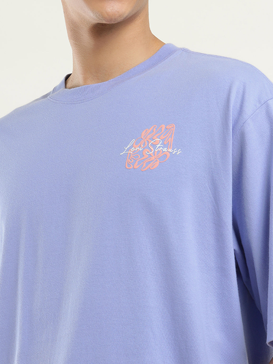 Men's Solid Loose Fit T-Shirt - Detail View