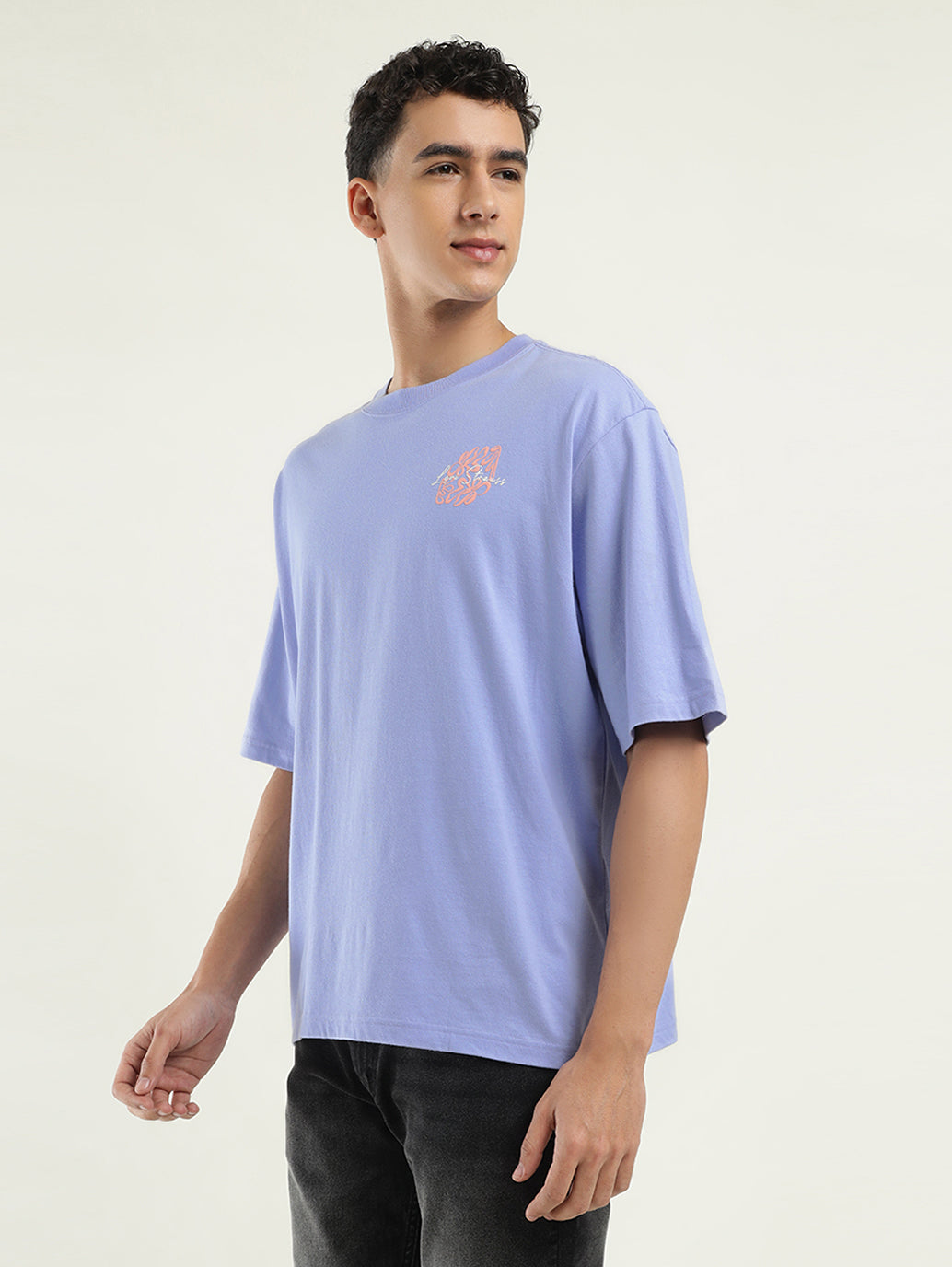 Men's Solid Loose Fit T-Shirt - Side View