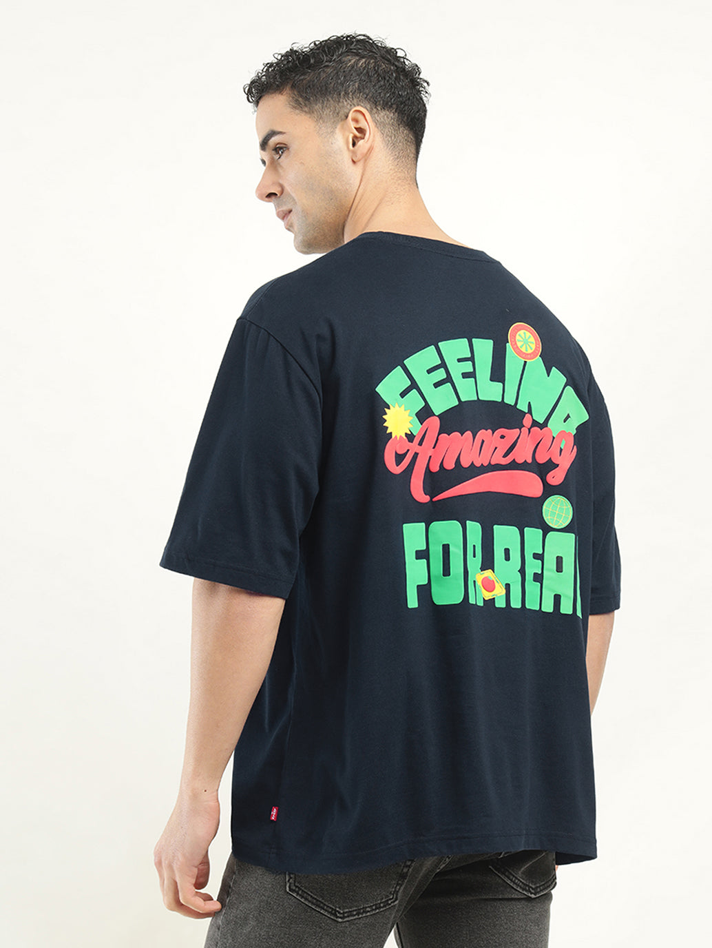 Men's Graphic Print Loose Fit T-shirt - Back View