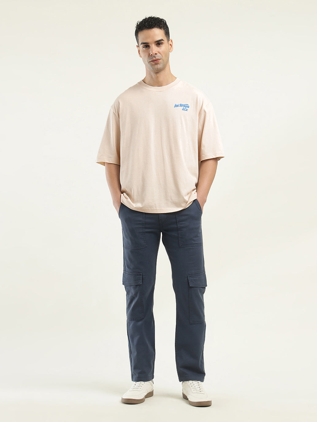 Men's Graphic Print Loose Fit T-shirt - ModelFront View