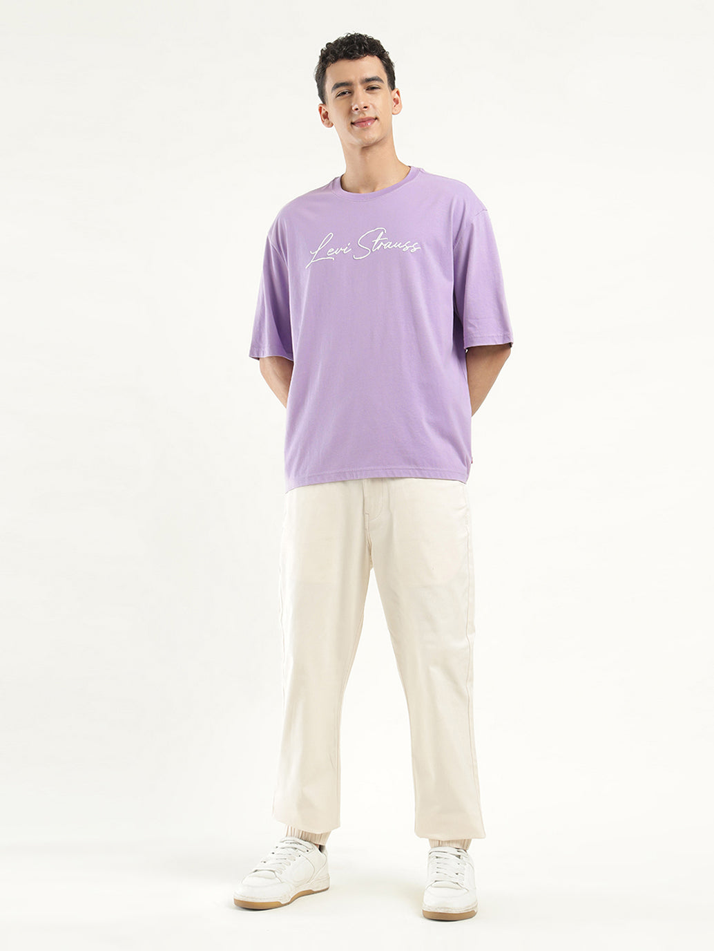 Men's Graphic Print Loose Fit T-shirt - ModelFront View