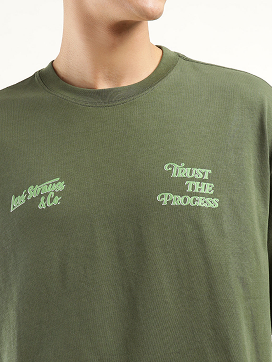 Men's Solid Loose Fit T-Shirt - Detail View