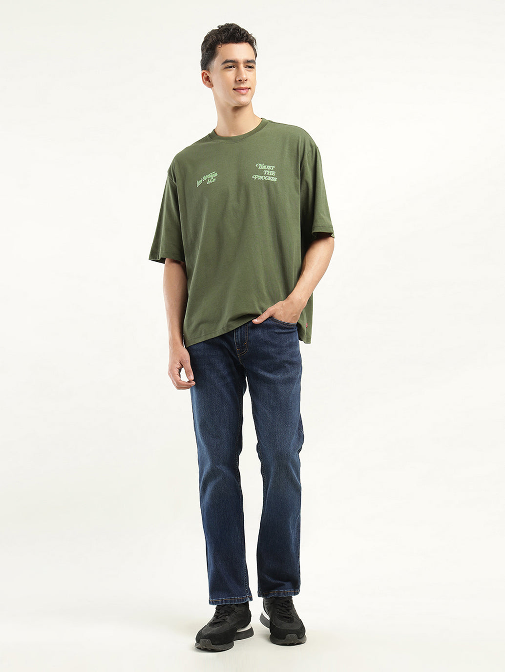 Men's Solid Loose Fit T-Shirt - ModelFront View