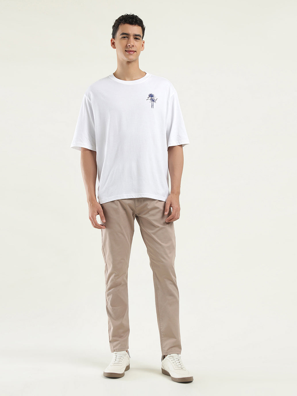Men's Solid Loose Fit T-Shirt - ModelFront View