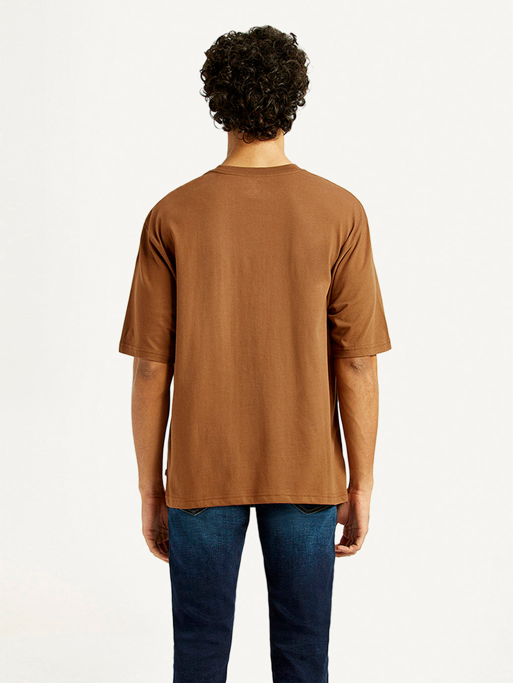 Men's Solid Loose Fit T-shirt - Back View