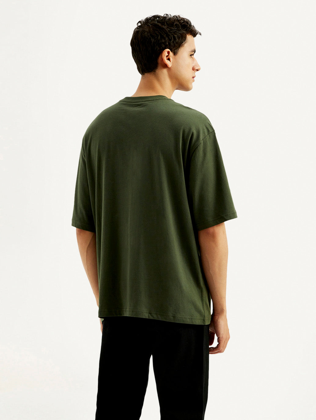 Men's Solid Loose Fit T-shirt - Back View