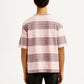 Men's Striped Mauve Loose Fit T-shirt - Back View