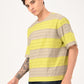 Men's Striped Loose Fit Textured T-Shirt - jpg View