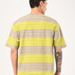 Men's Striped Loose Fit Textured T-Shirt - bac View