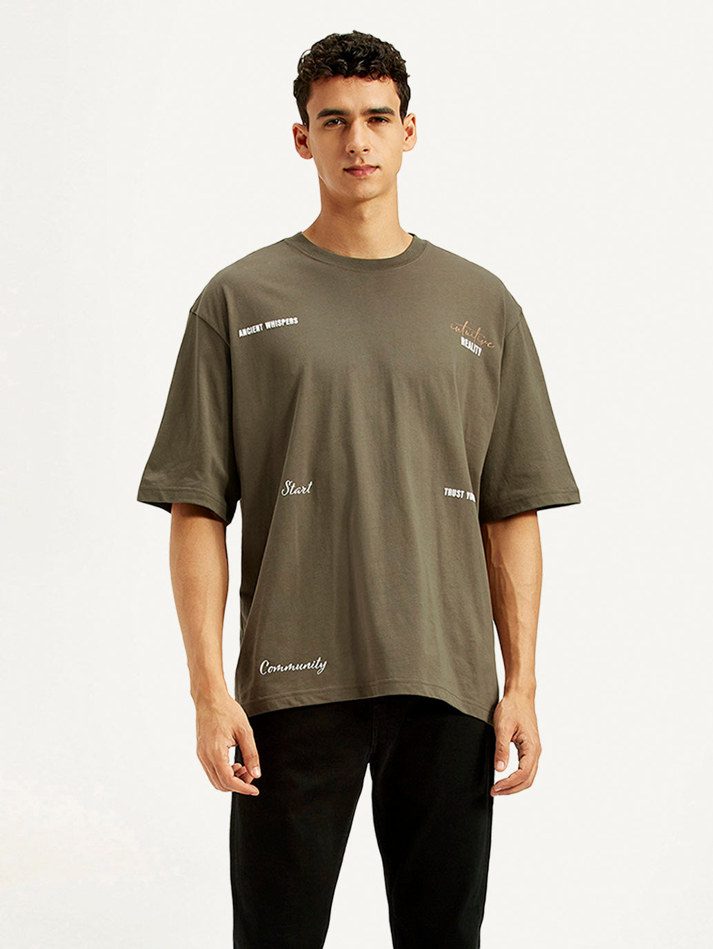 Men's Typography Loose Fit T-Shirt - Styleshot View