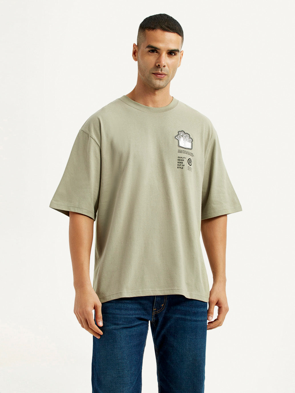 Men's Graphic Print Loose Fit T-shirt - Front View