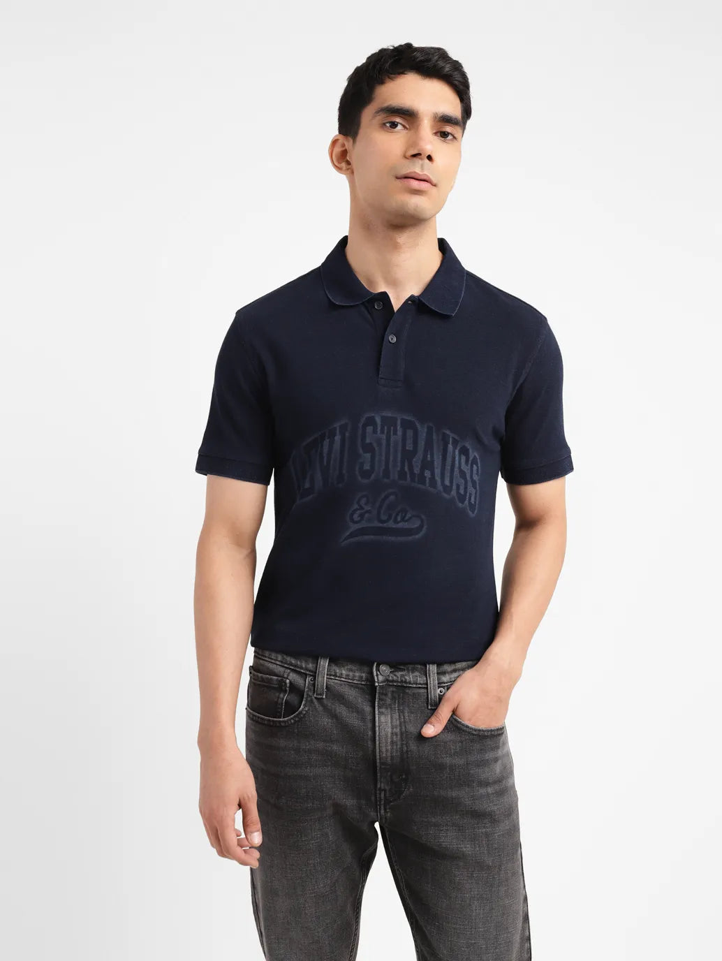 Men's Brand Logo Slim Fit Polo T-shirt