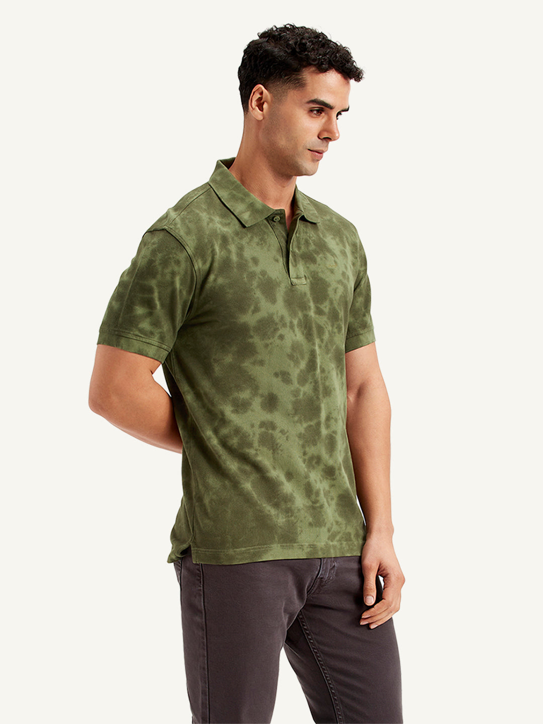 Men's Tie -Dye Slim Fit Polo T-Shirt - Side View