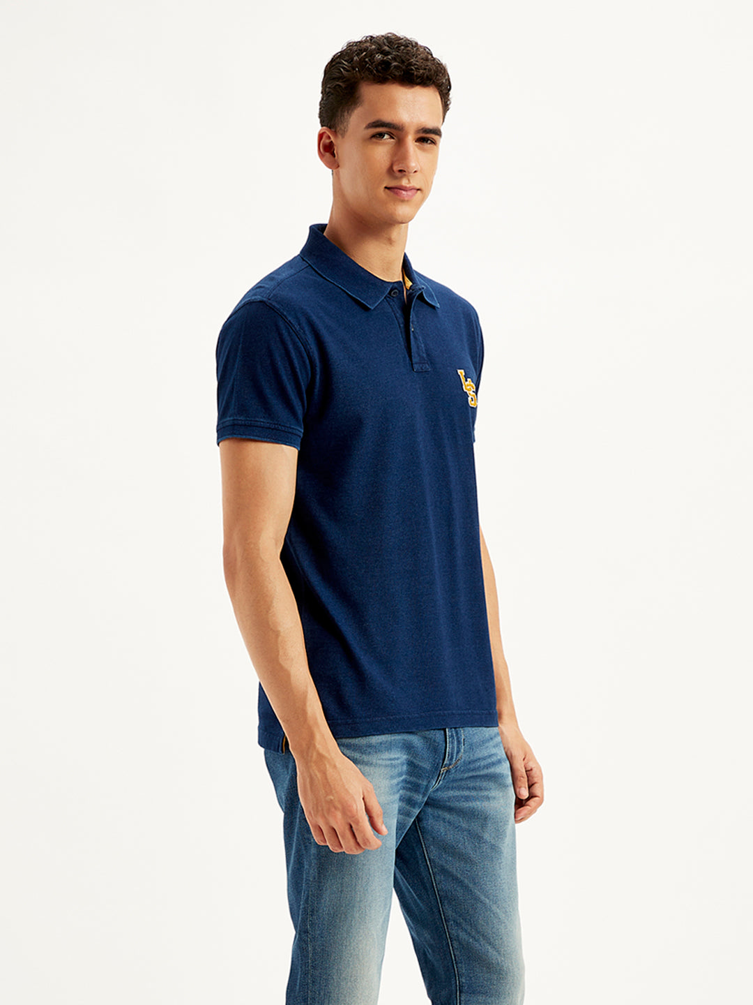 Men's Solid Slim Fit Polo T-Shirt - Side View