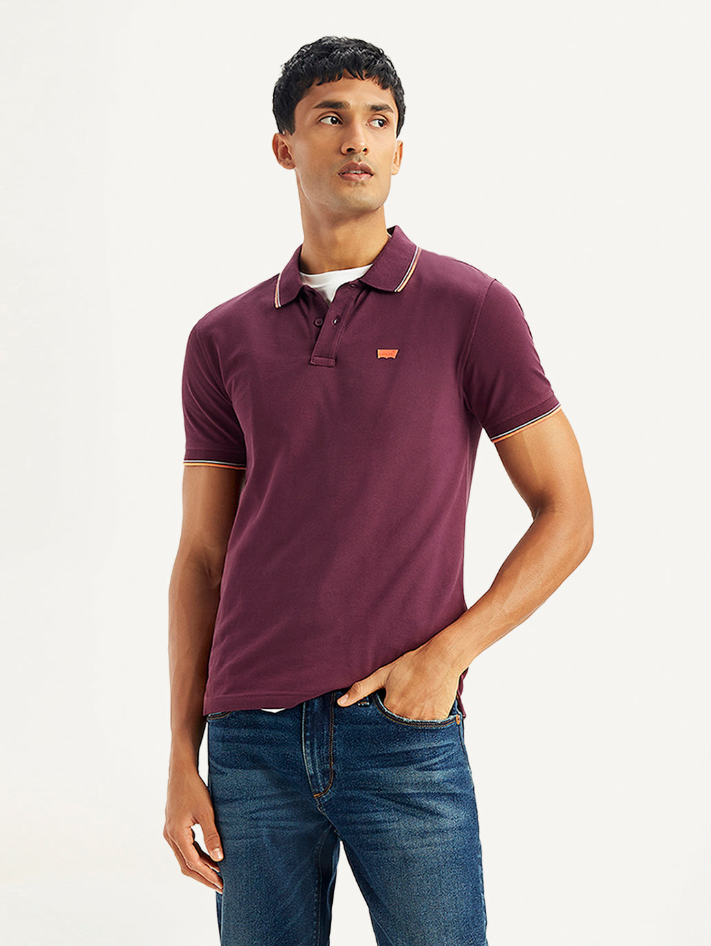 Men's Solid Slim Fit Polo T-shirt - Styleshot View