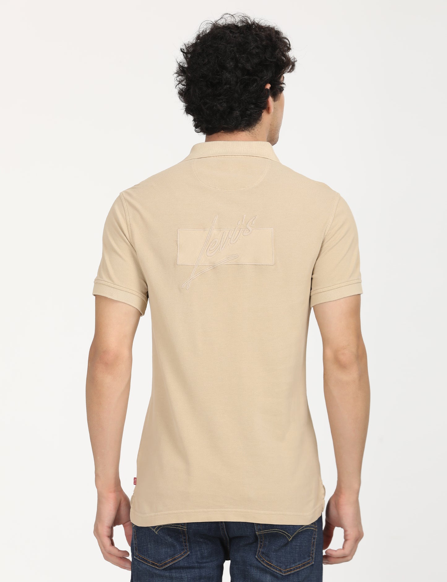 Men's Embroidered Slim Fit Polo T-Shirt - Back View