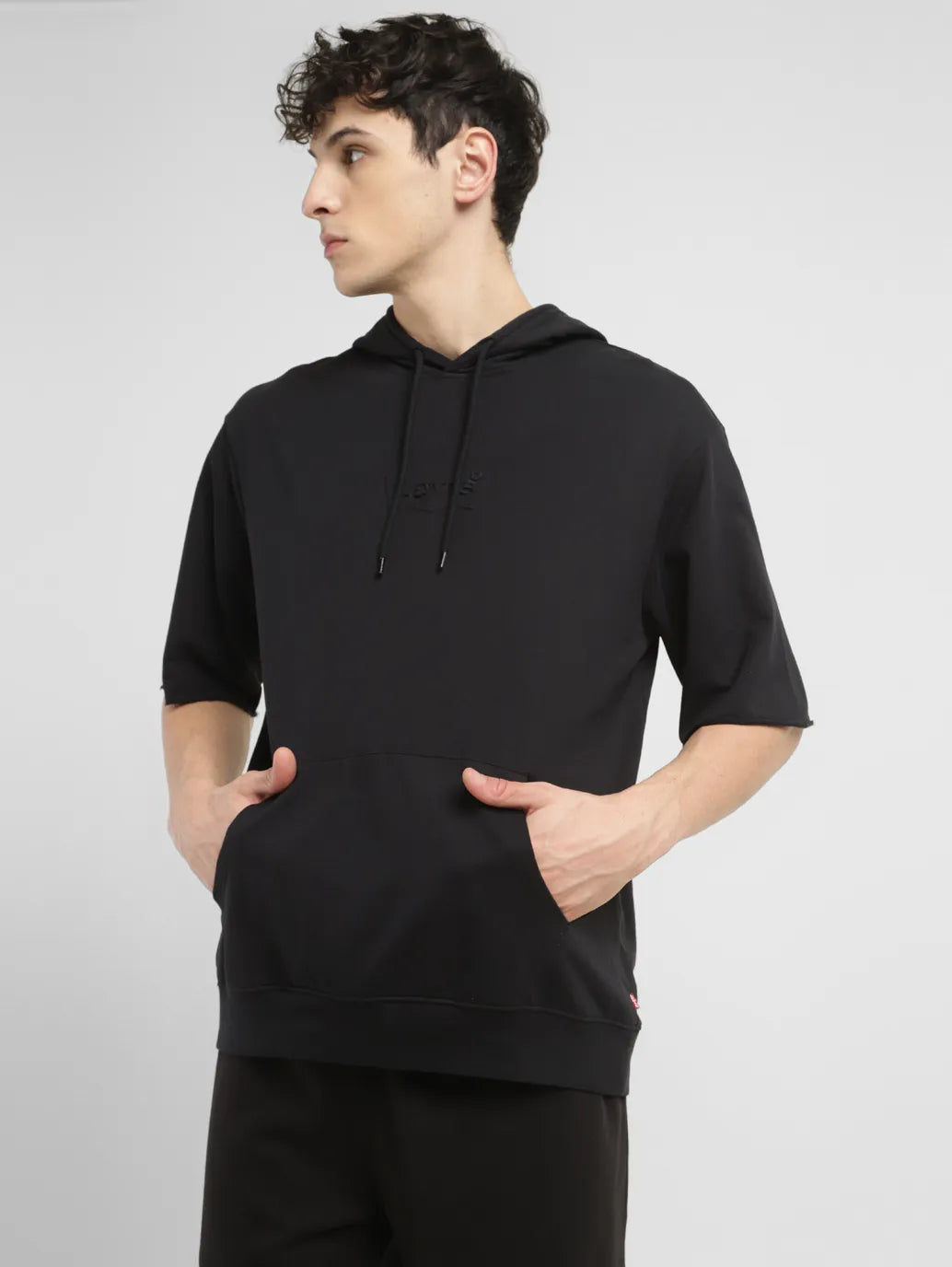 Men's Brand Logo Black Hooded Sweatshirt - 13bfebf6-3a3b-4eda-b29c-45e9f4ac0575 View