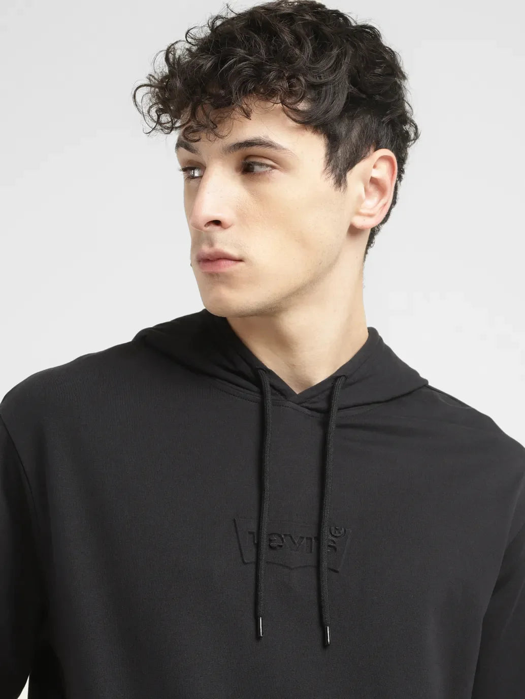 Men's Brand Logo Black Hooded Sweatshirt - 76468319-4e44-425a-9aee-0809a096a0fc View