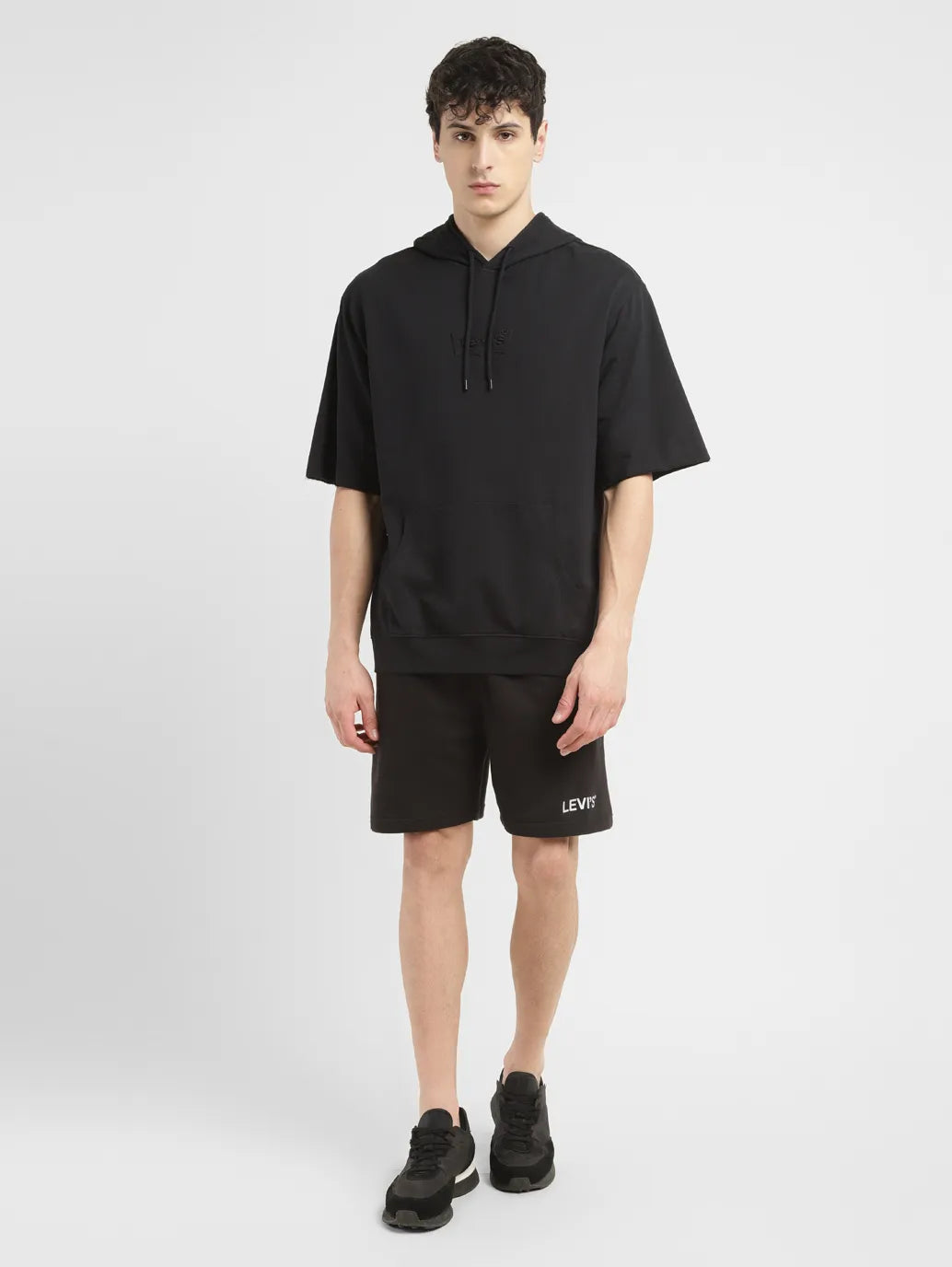 Men's Brand Logo Black Hooded Sweatshirt - f8a7f447-8f7d-47e0-a702-679454c71bec View