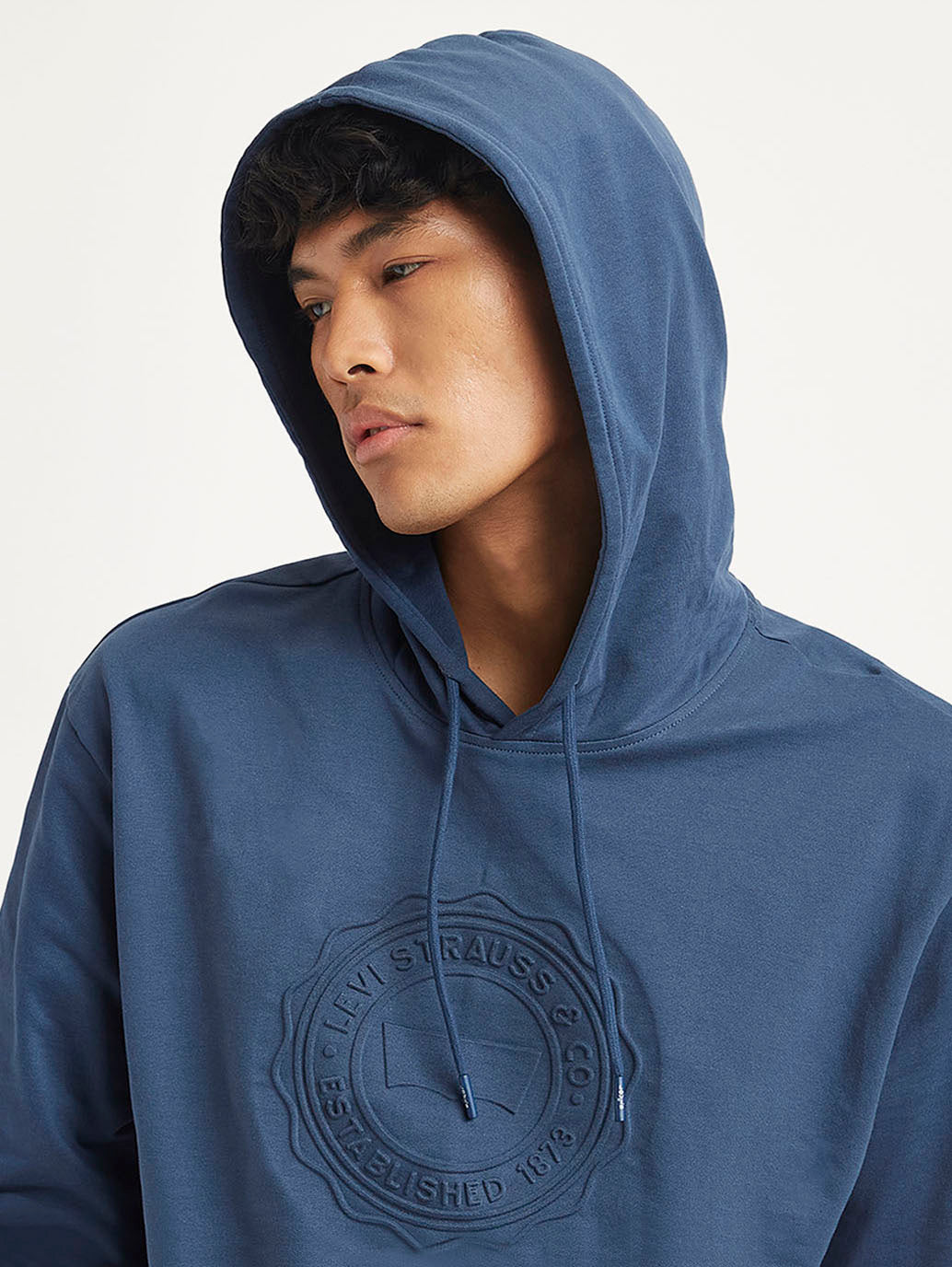 Men's Brand Logo Blue Hooded Sweatshirt - 07535178-d720-46e4-838d-9ef210111aef View