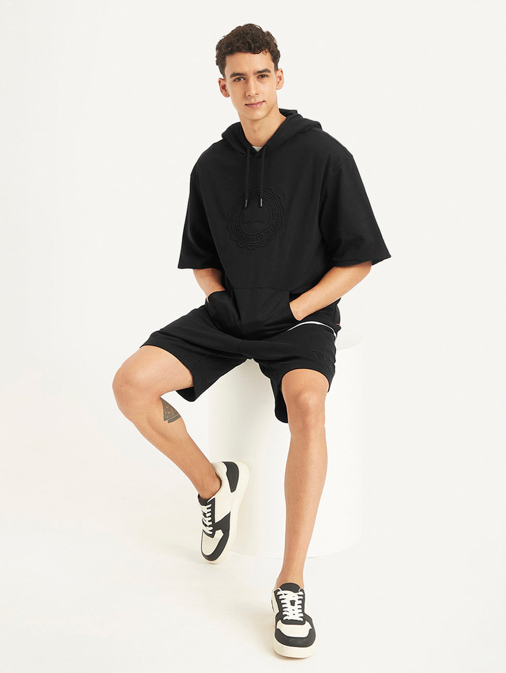 Men's Brand Logo Black Hooded Sweatshirt - 0f0db601-59e9-4ef2-a94f-0991d1dd1d39 View