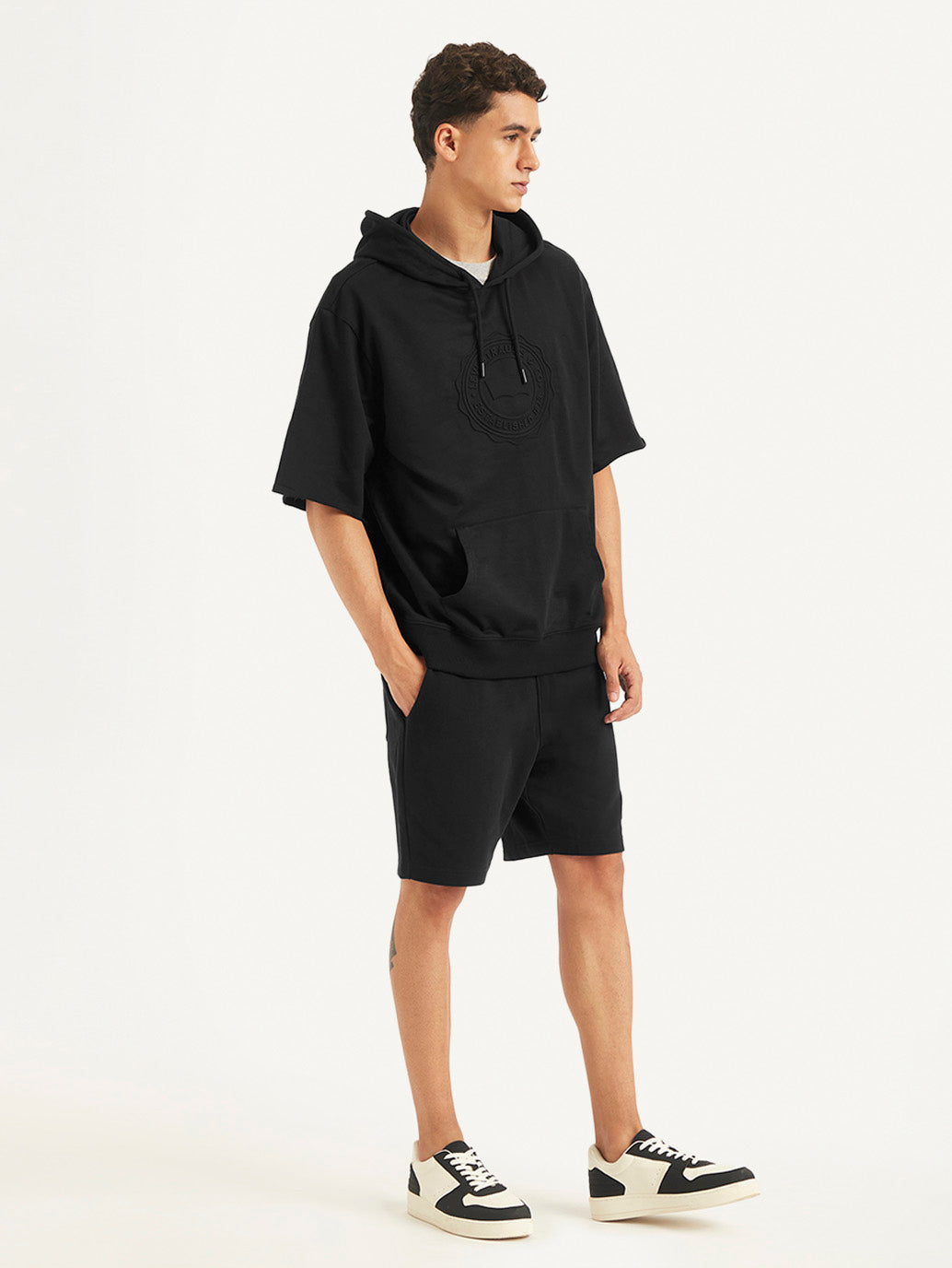 Men's Brand Logo Black Hooded Sweatshirt - 839f78f5-56b1-4fea-8ae1-7360635d2ffb View