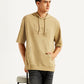 Men's Embossed Tan Hooded Sweatshirt - Styleshot View