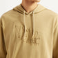 Men's Embossed Tan Hooded Sweatshirt - Detail View