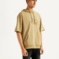 Men's Embossed Tan Hooded Sweatshirt - Side View
