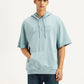 Men's Typographic Print Blue Hooded Sweatshirt - Styleshot View