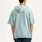Men's Typographic Print Blue Hooded Sweatshirt - Back View